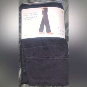 Women's High Waist Stretchy Knit Wide Leg Jeans